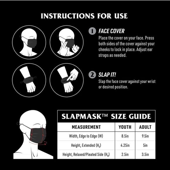 Slap Mask ONE NWT Face Mask in Black Adult Size - Picture 3 of 3